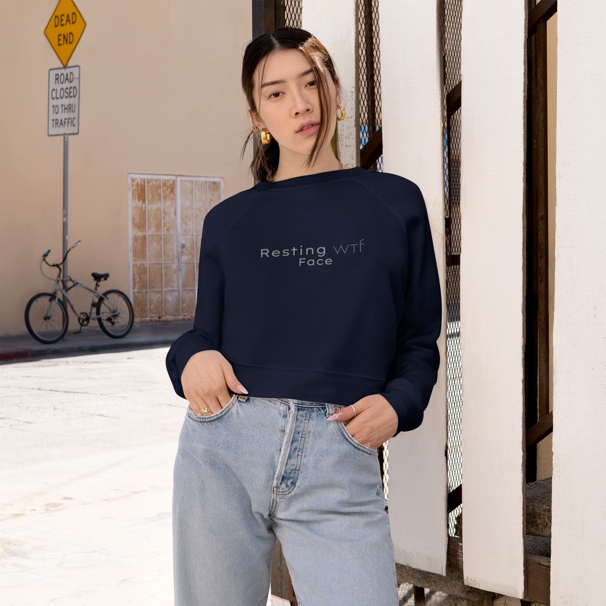 Cropped Pullover — "Resting WTF Face" Graphic